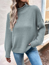 Load image into Gallery viewer, Roll Hem Drop Shoulder Sweater