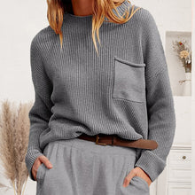 Load image into Gallery viewer, Ribbed Dropped Shoulder Sweater with Pocket