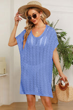 Load image into Gallery viewer, Double Take Openwork Short Sleeve Slit Knit Cover Up