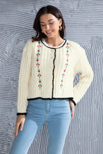 Load image into Gallery viewer, Graphic Cable-Knit Button Up Cardigan