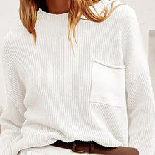 Load image into Gallery viewer, Ribbed Dropped Shoulder Sweater with Pocket