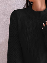 Load image into Gallery viewer, Openwork Mock Neck Long Sleeve Sweater