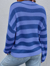 Load image into Gallery viewer, Honey Striped Round Neck Long Sleeve Sweater