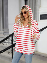 Load image into Gallery viewer, Drawstring Striped Long Sleeve Hoodie