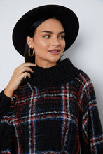 Load image into Gallery viewer, Turtleneck Plaid Raw Hem Sweater