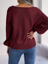 Load image into Gallery viewer, Cable-Knit Square Neck Long Sleeve Sweater