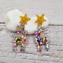 Load image into Gallery viewer, Christmas Confetti Reindeer Earrings