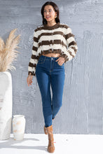 Load image into Gallery viewer, Striped Fringe Round Neck Sweater