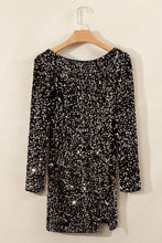 Load image into Gallery viewer, Backless Sequin Round Neck Long Sleeve Dress