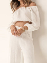 Load image into Gallery viewer, Off Shoulder Long Sleeve Top and Pants Set