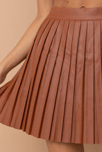Load image into Gallery viewer, PU PLEATED MINI SKIRT (ST# FRSK1382W): BROWN