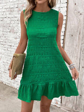 Load image into Gallery viewer, Textured Tied Round Neck Sleeveless Dress