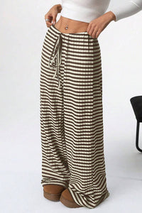 Summer Striped Drawstring Pants