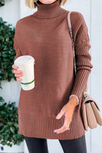 Load image into Gallery viewer, Ribbed Turtleneck Dropped Shoulder Pullover Sweater