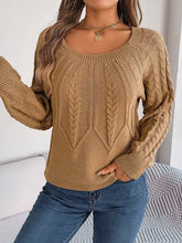 Load image into Gallery viewer, Cable-Knit Round Neck Long Sleeve Sweater