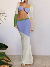 Load image into Gallery viewer, Tied Long Sleeve Top and Skirt Cover Up Set