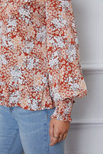 Load image into Gallery viewer, Floral Smocked Lantern Sleeve Ruffled Blouse