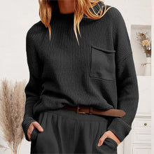 Load image into Gallery viewer, Ribbed Dropped Shoulder Sweater with Pocket