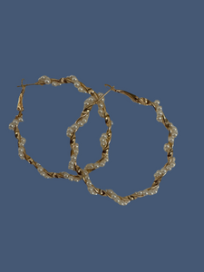 Pearl and Gold Twisted Earrings