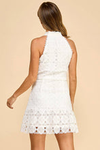 Load image into Gallery viewer, Floral high neck mini dress with ruffled bottom