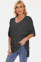 Load image into Gallery viewer, Pocketed V-Neck Half Sleeve Knit Top