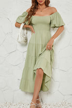 Load image into Gallery viewer, Smocked Square Neck Puff Sleeve Dress