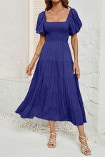 Load image into Gallery viewer, Smocked Square Neck Puff Sleeve Dress