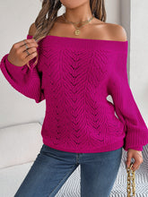 Load image into Gallery viewer, Openwork Off-Shoulder Long Sleeve Sweater