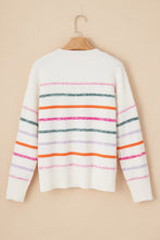 Load image into Gallery viewer, Striped Round Neck Dropped Shoulder Sweater