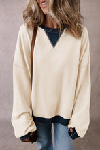 Load image into Gallery viewer, Contrast Round Neck Long Sleeve Sweatshirt