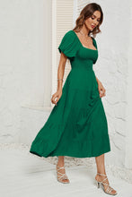 Load image into Gallery viewer, Smocked Square Neck Puff Sleeve Dress