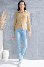 Load image into Gallery viewer, Ribbed Long Sleeve Slit Distressed Sweater