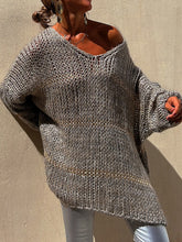 Load image into Gallery viewer, Openwork V-Neck Long Sleeve Sweater