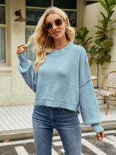 Load image into Gallery viewer, Round Neck Lantern Sleeve Sweater