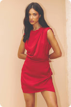 Load image into Gallery viewer, Draped Neckline Sleeveless Satin Dress: Lilac Pink / S