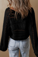 Load image into Gallery viewer, Cable-Knit Openwork Long Sleeve Sweater