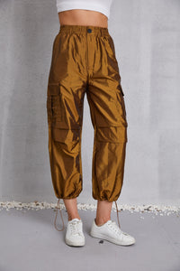 Drawstring High Waist Cargo Joggers