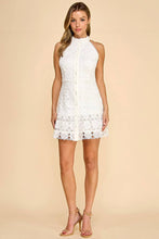 Load image into Gallery viewer, Floral high neck mini dress with ruffled bottom