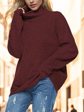 Load image into Gallery viewer, Turtleneck Drop Shoulder Long Sleeve Sweater