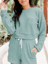 Load image into Gallery viewer, Ribbed Round Neck Long Sleeve Top and Shorts Set