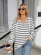 Load image into Gallery viewer, Drawstring Striped Long Sleeve Hoodie