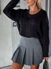 Load image into Gallery viewer, V-Neck Cable-Knit Long Sleeve Sweater