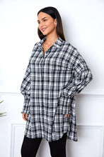 Load image into Gallery viewer, Plaid Button Up Lantern Sleeve Shirt