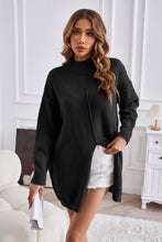 Load image into Gallery viewer, Exposed Seam Mock Neck Slit Sweater