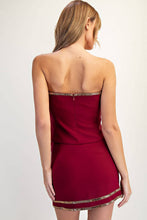 Load image into Gallery viewer, Rhinestone Peplum Woven 2pc Tube Top and Skirt