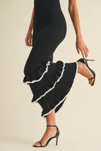 Load image into Gallery viewer, CONTRAST RUFFLED BOTTOM HEM SLEEVELESS KNIT MAXI