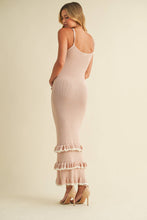 Load image into Gallery viewer, CONTRAST RUFFLED BOTTOM HEM SLEEVELESS KNIT MAXI