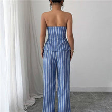 Load image into Gallery viewer, Striped Slim Fit Tube Top Pants Set