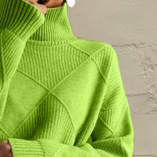 Load image into Gallery viewer, Geometric Turtleneck Long Sleeve Sweater