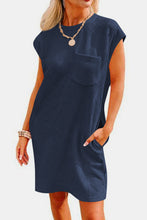 Load image into Gallery viewer, Textured Round Neck Cap Sleeve Dress